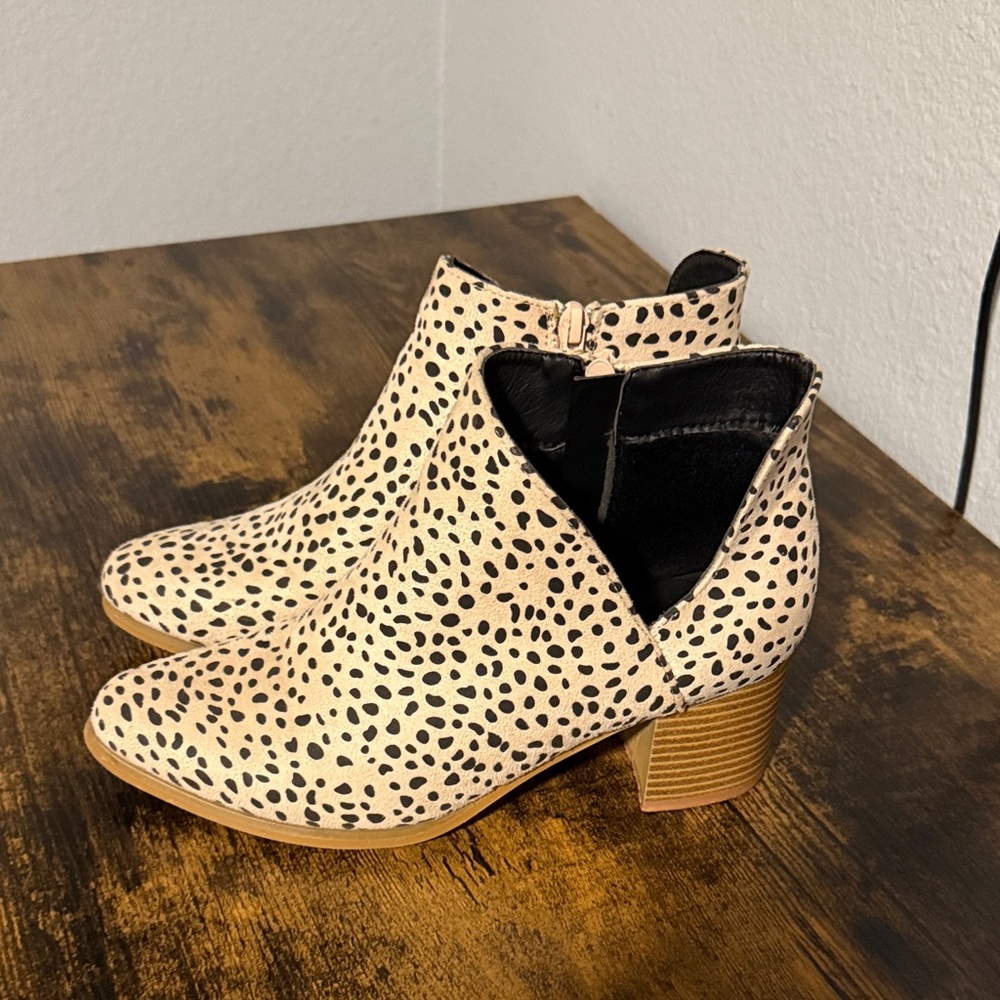 Spotted Ankle Boots with Block Heel